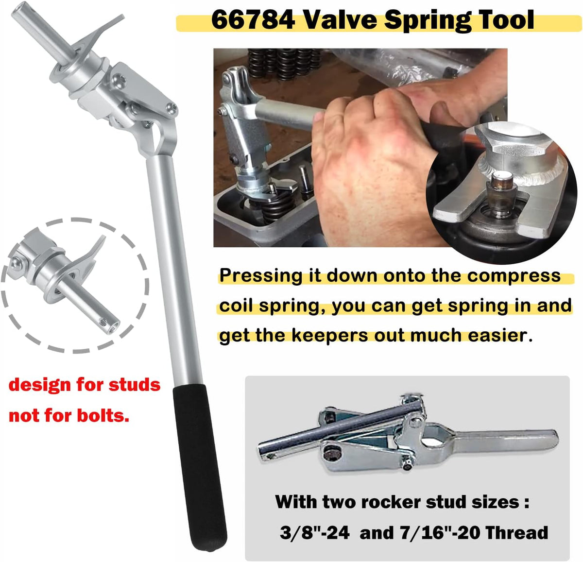3PCS Valve Replacement Tools Set with Valve Spring Tool, Valve Holder Hose and Valve Stem Seal Pliers F40277