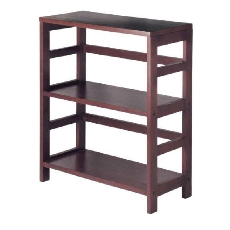 3-Tier Espresso Wood Bookcase Storage Shelf F4672