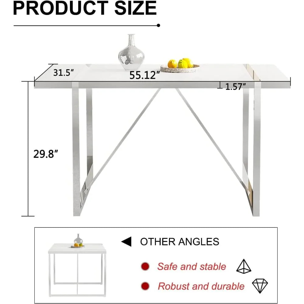 White Rectangle MDF Dining Table U195