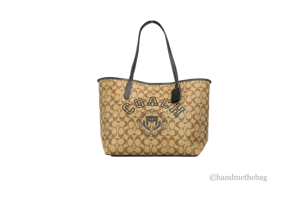 Varsity Khaki Amazon Green Multi Signature Canvas City Tote Bag C9625