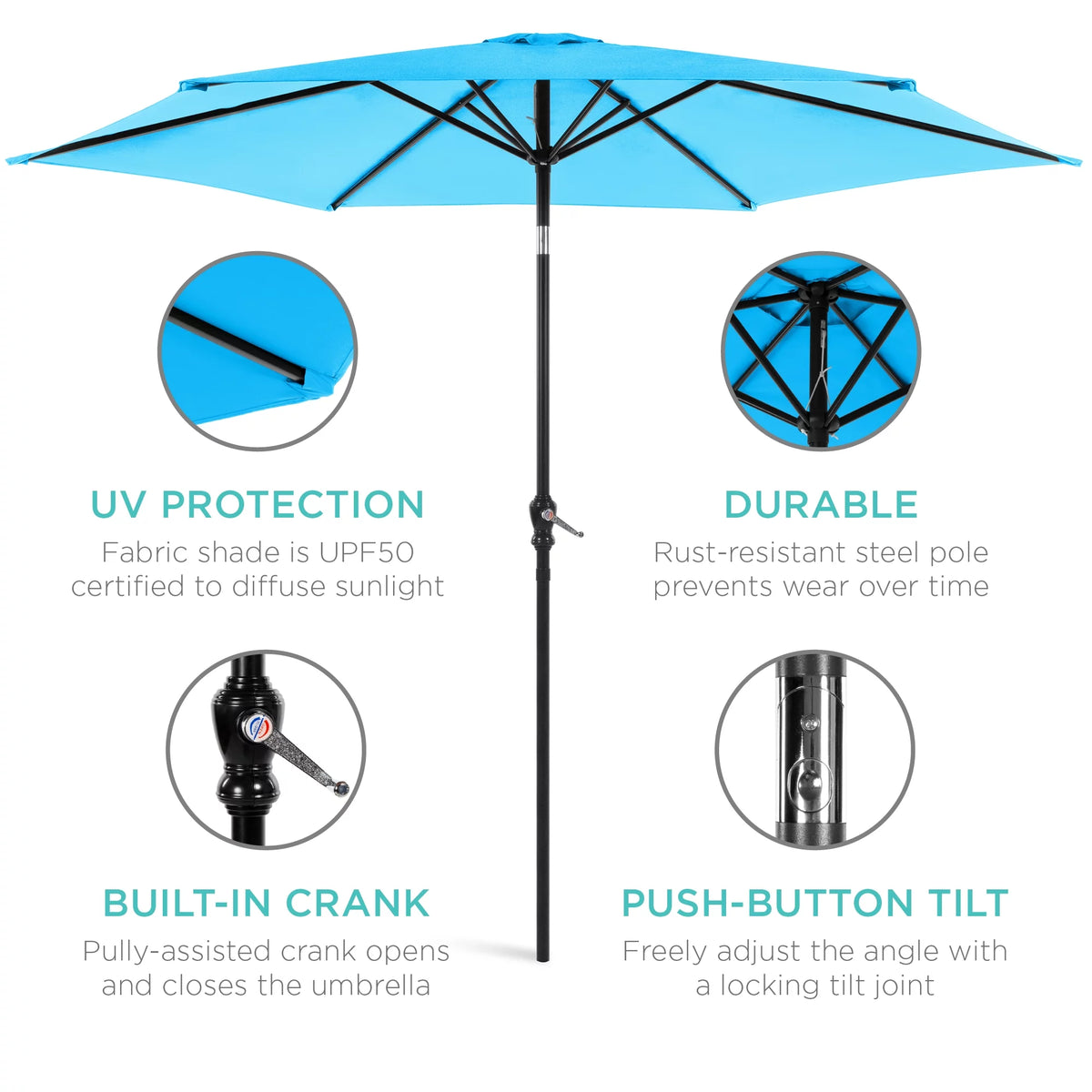 10ft Steel Patio Umbrella with Crank L7243