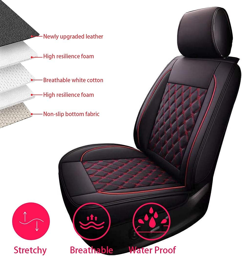 Black Waterproof Leather Car Seat Covers Full Set N4052
