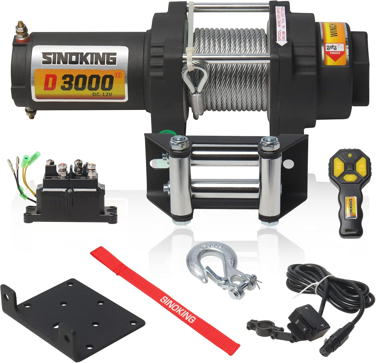 12VDC 3000LB UTV ATV Winch with Steel Cable Electric Winch Kit with Wireless Remote Control J64050