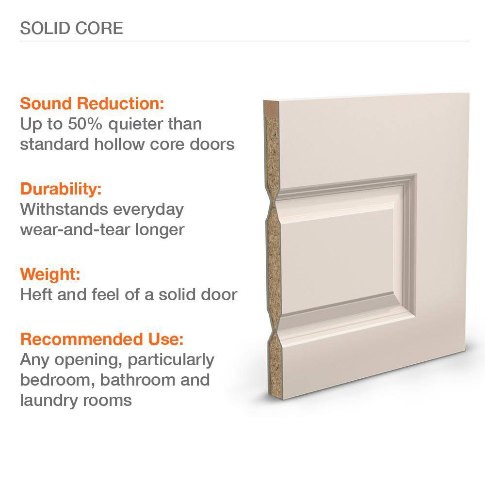 30 in. x 80 in. Primed Left-Hand Smooth Solid Core Molded Composite MDF Single Prehung Interior Door B8425