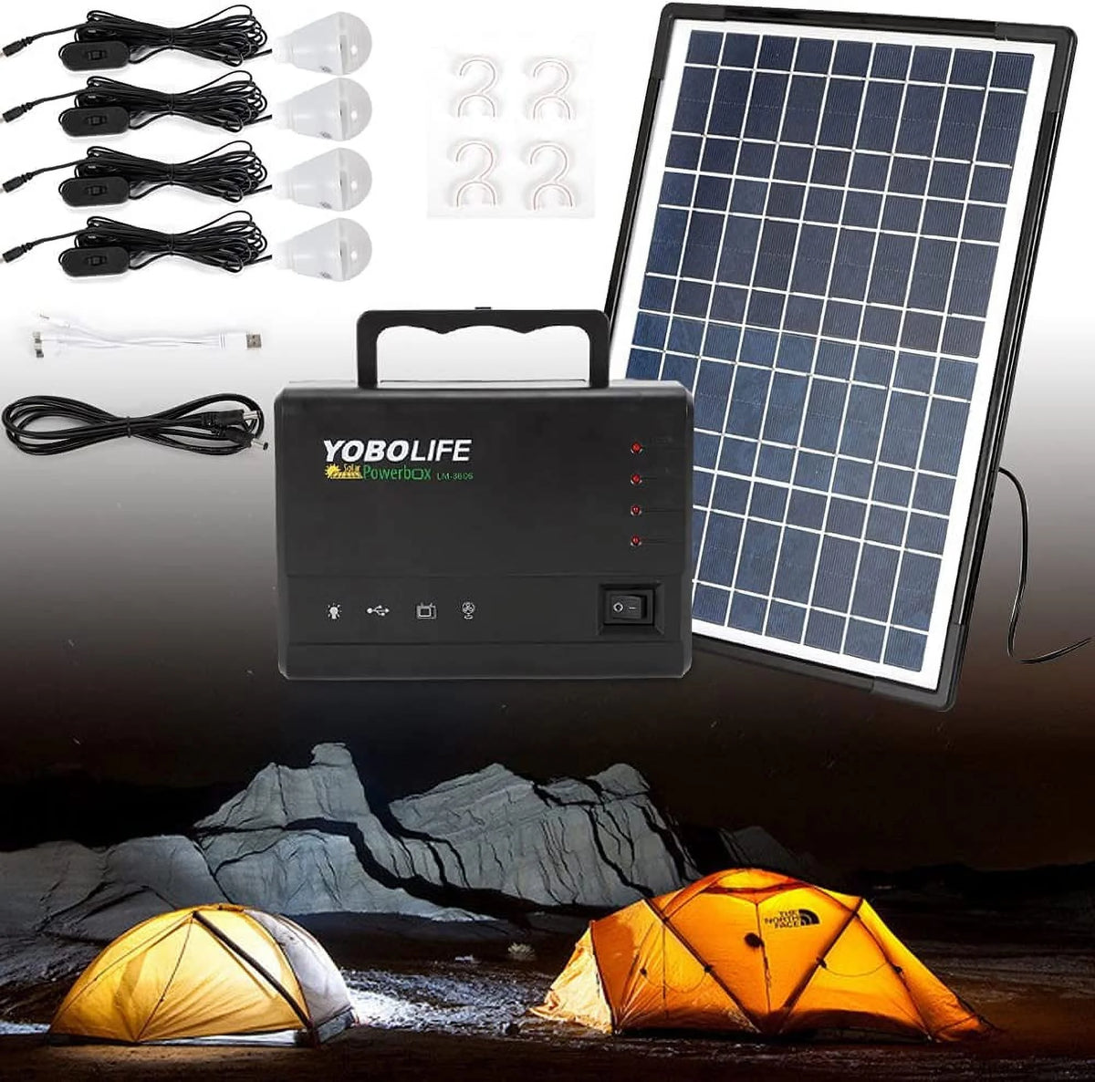 Portable Solar Generator with Solar Panel and LED Lights R945