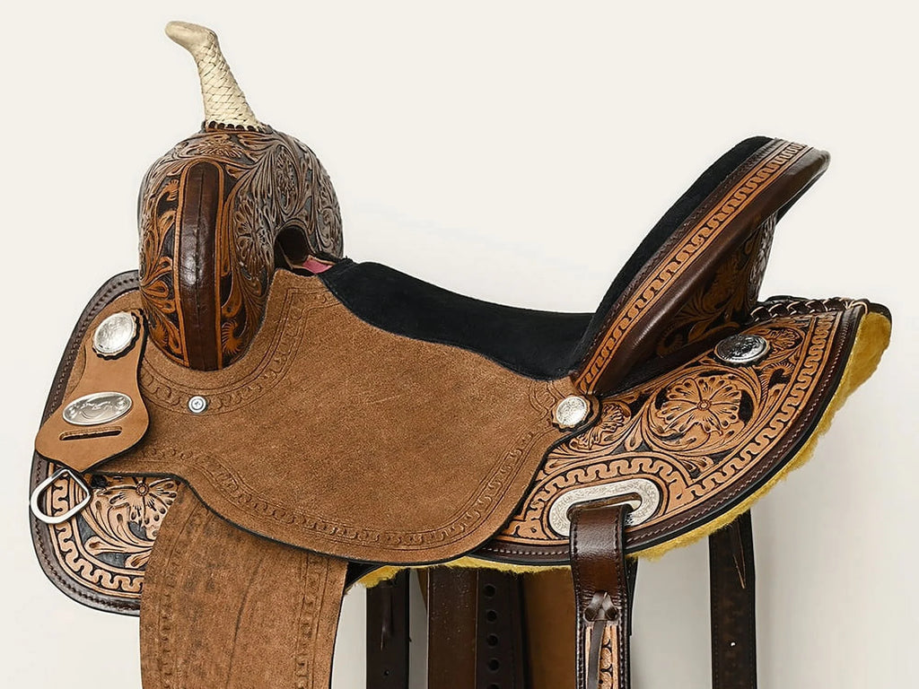 Dark Brown Leather Saddle Set with Reins B77632