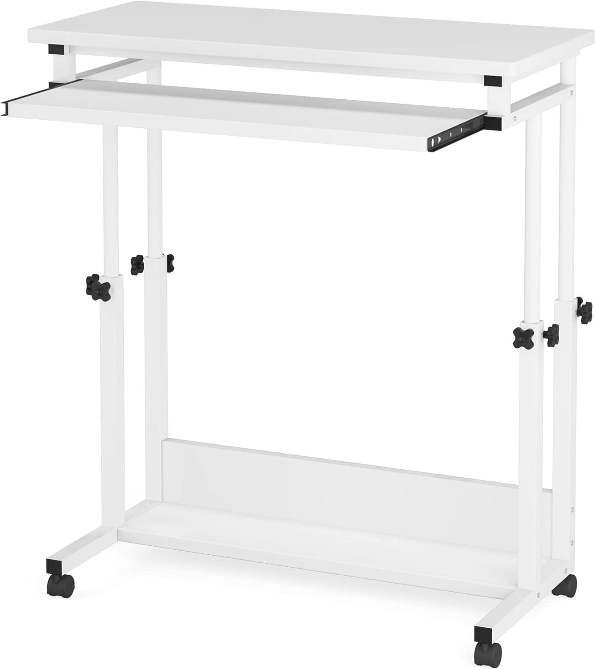 Height Adjustable Portable Desk with Keyboard Tray on Wheels A738