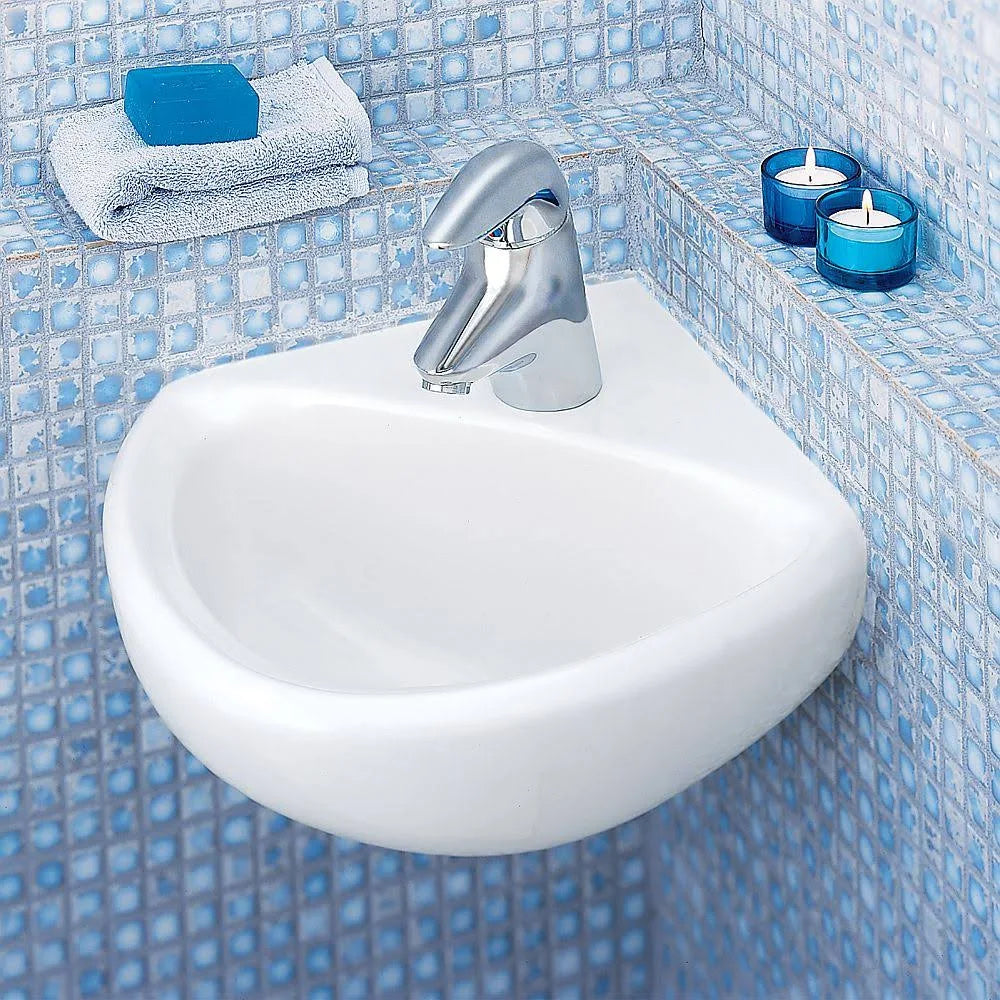 Wall-Mount Corner Sink White H355
