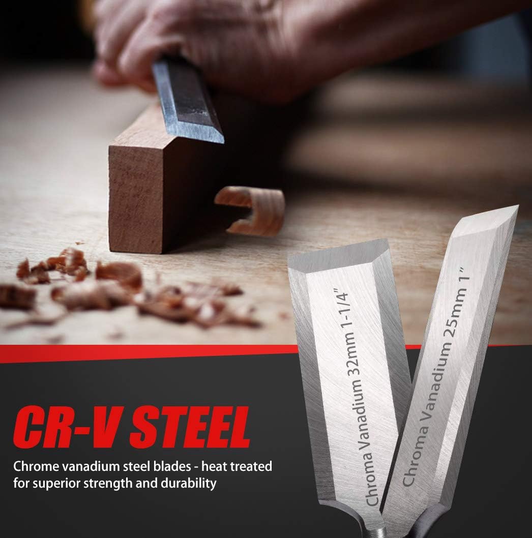 12 pc Wood Chisel Set Heat-Treated Cr-V Alloy Blades Woodworking Tools Q6928