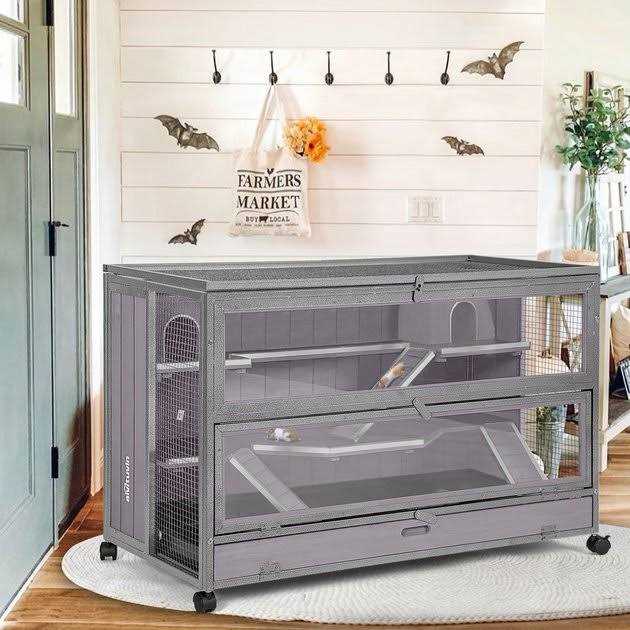 Wooden Hamster Cage Guinea Pig Cage with Iron Frame V9402