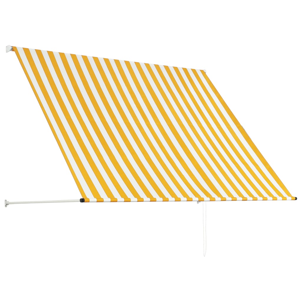 Yellow and White Retractable Awning F442811