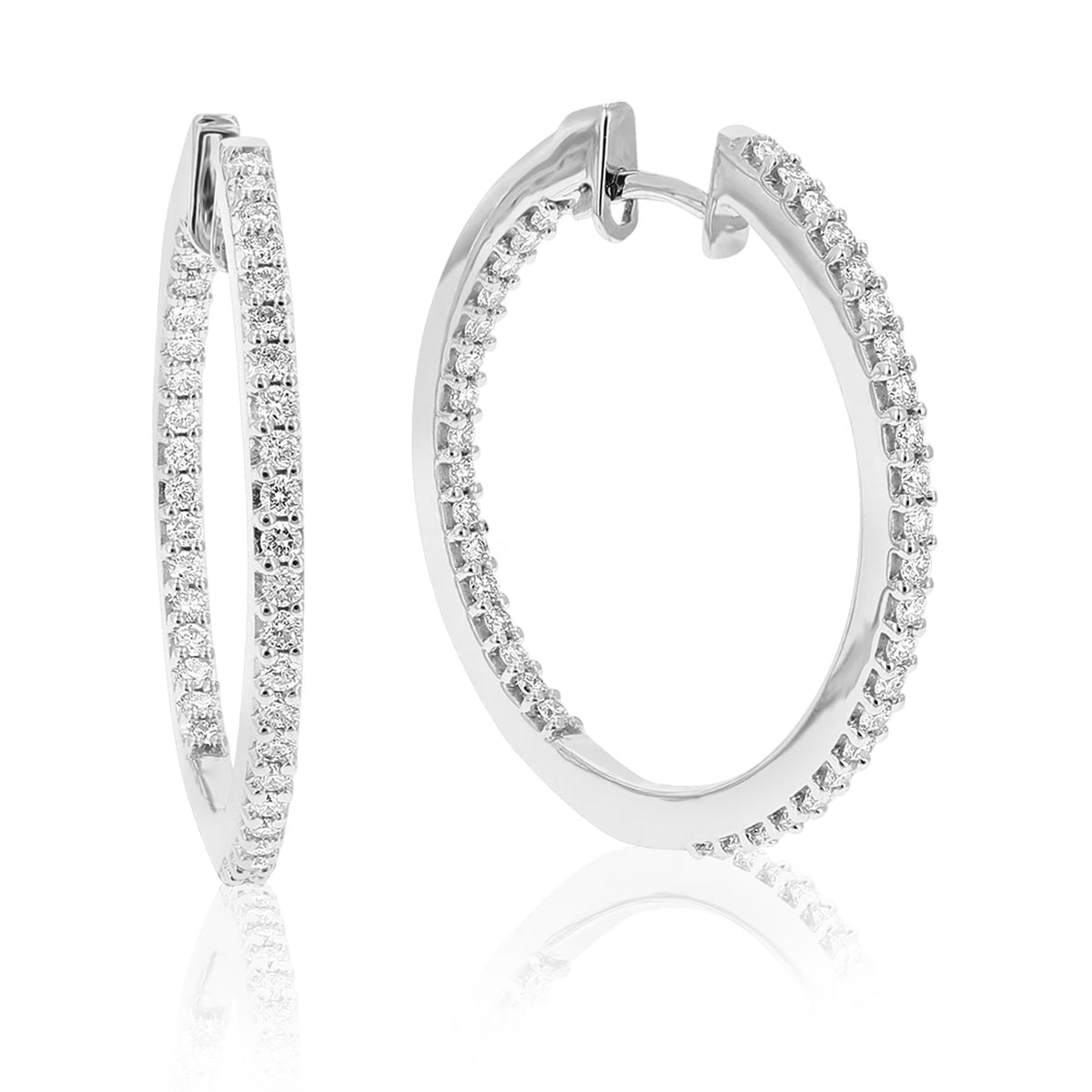 1 1/4 Inch Lab Grown Diamond Hoop Earrings 925 Sterling Silver Z124379