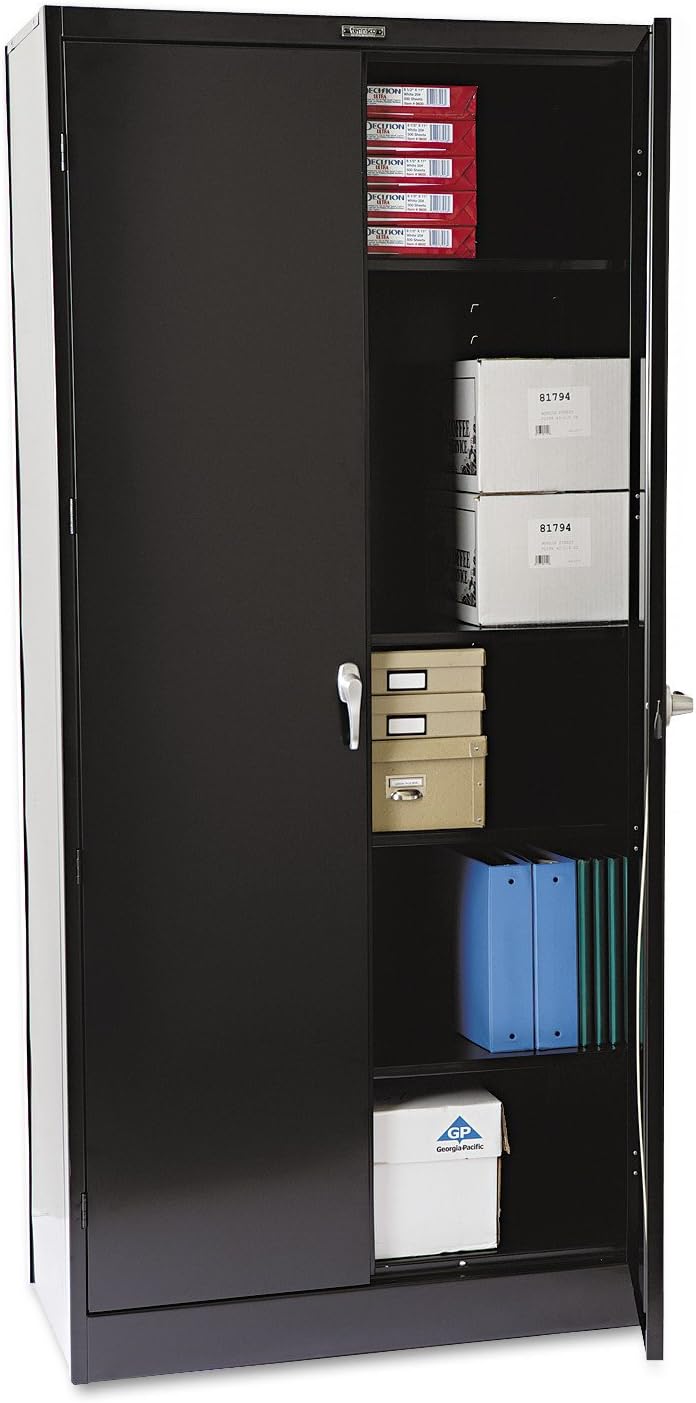 Black Steel Storage Cabinet with 4 Adjustable Shelves S3284