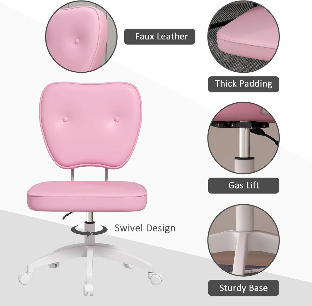 Armless PU Leather Office Chair with Adjustable Height G285