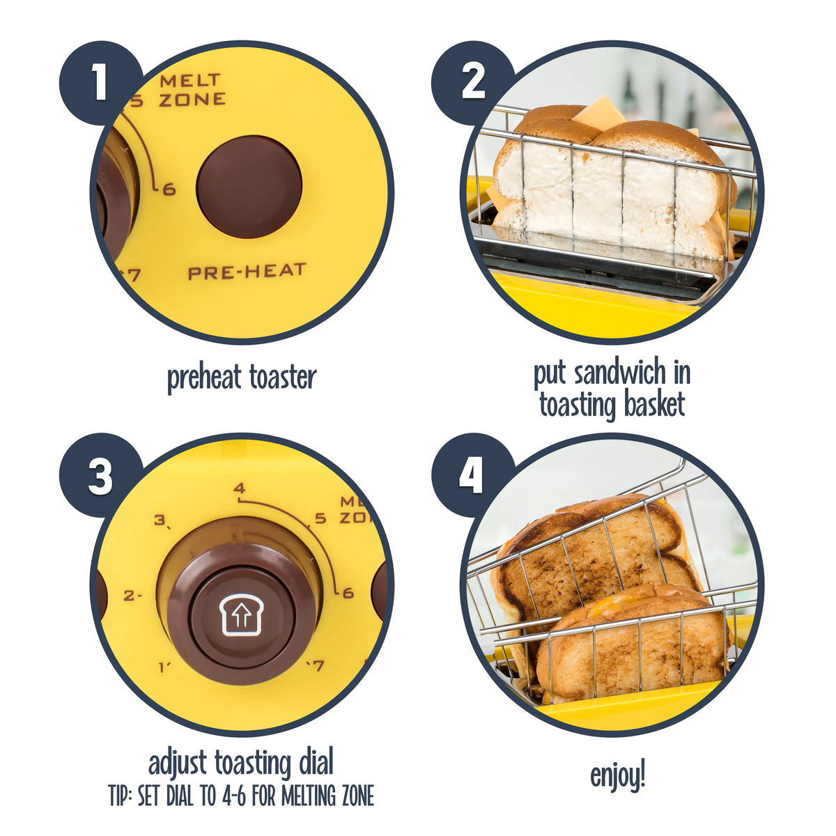 Grilled Cheese Sandwich Toaster with Extra Wide Slots W1178