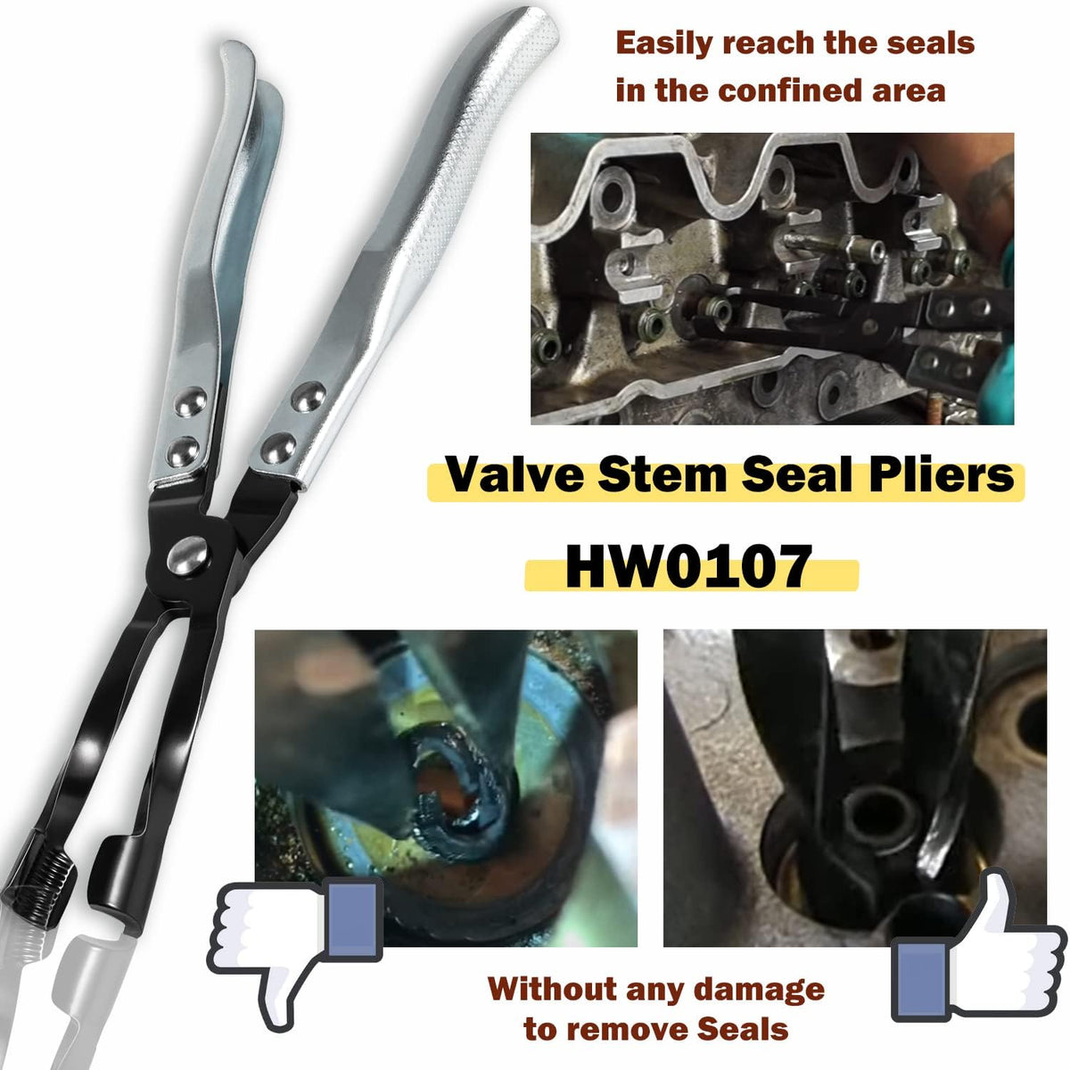 3PCS Valve Replacement Tools Set with Valve Spring Tool, Valve Holder Hose and Valve Stem Seal Pliers F40277