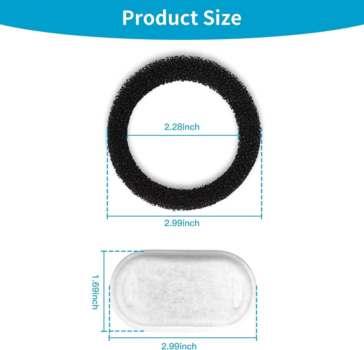 12 Carbon Filters + 12 Sponges Replacement Filters for Pet Drinking Fountains F700843