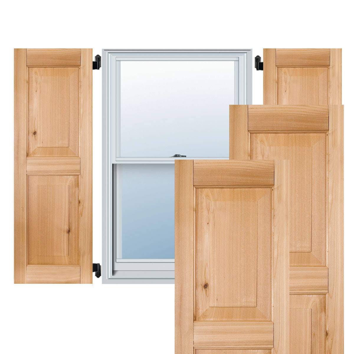 18 in. x 73 in. Real Wood Raised Panel Shutters Pair Unfinished T737