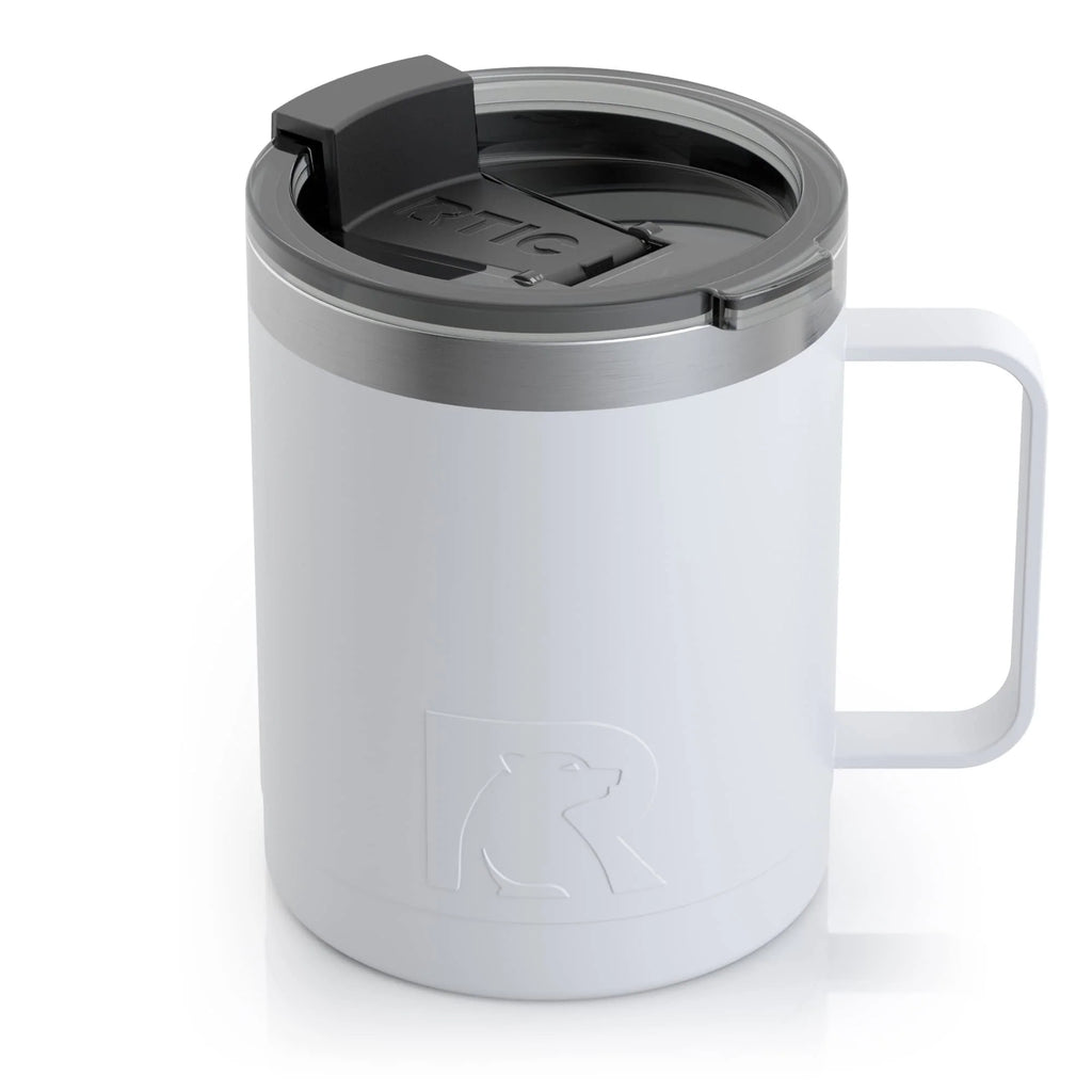 White 12oz Stainless Steel Insulated Coffee Mug with Handle and Lid G59512