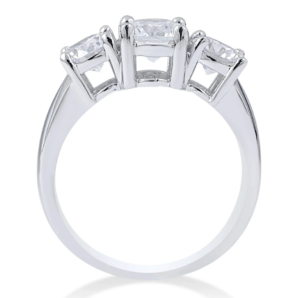 3/4CT Diamond 3 Stone Engagement Ring 14K White Gold J6326
