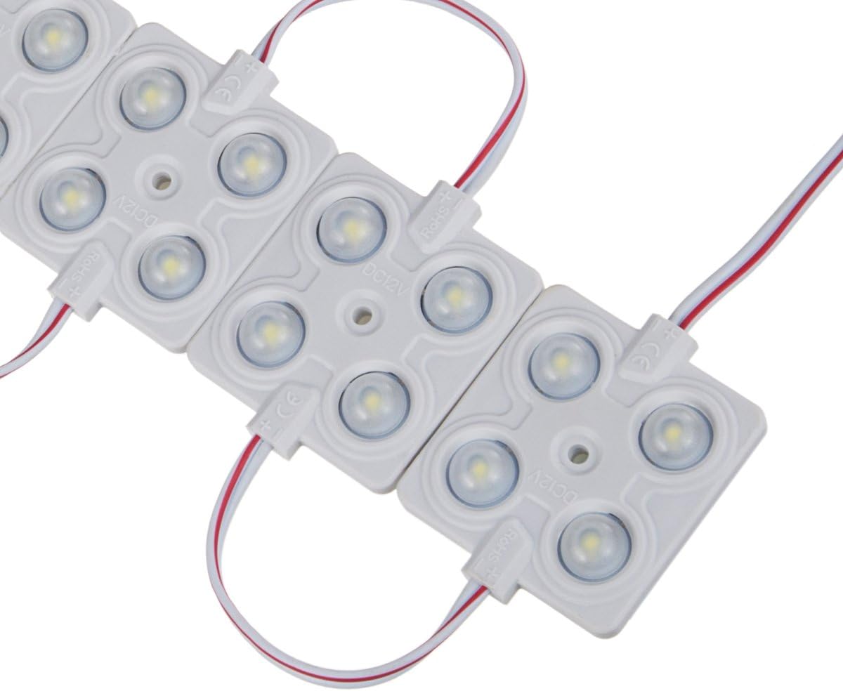 100 pcs LED Module 4 LED 160 Deg White 2.0W Waterproof Back Light LED Sign Modules Pack of 2 E961
