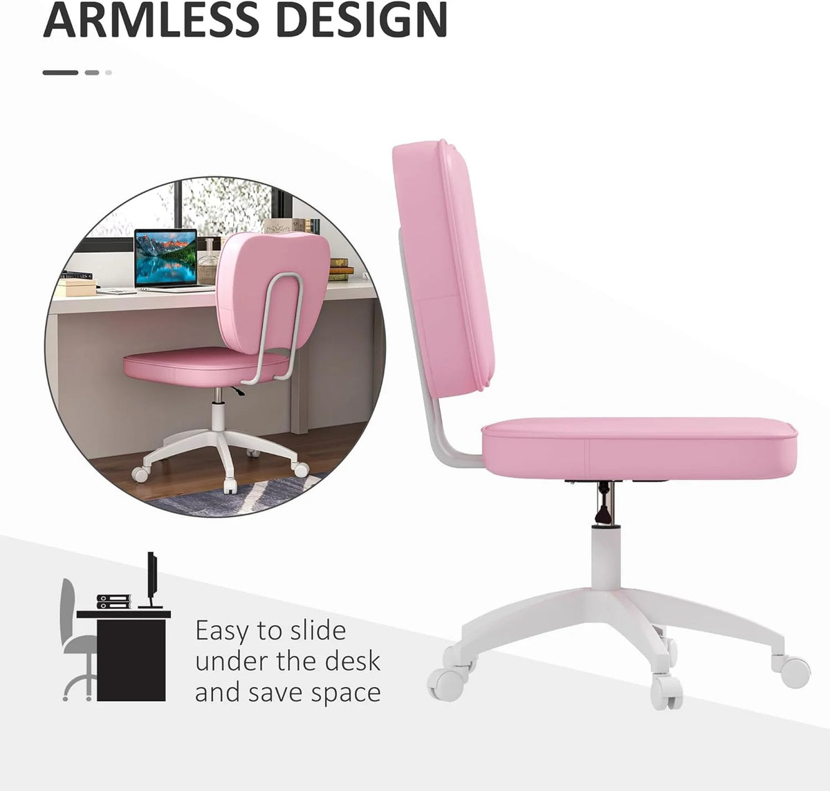 Armless PU Leather Office Chair with Adjustable Height G285