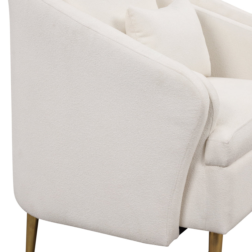 White Velvet Barrel Accent Chair with Pillow B41429