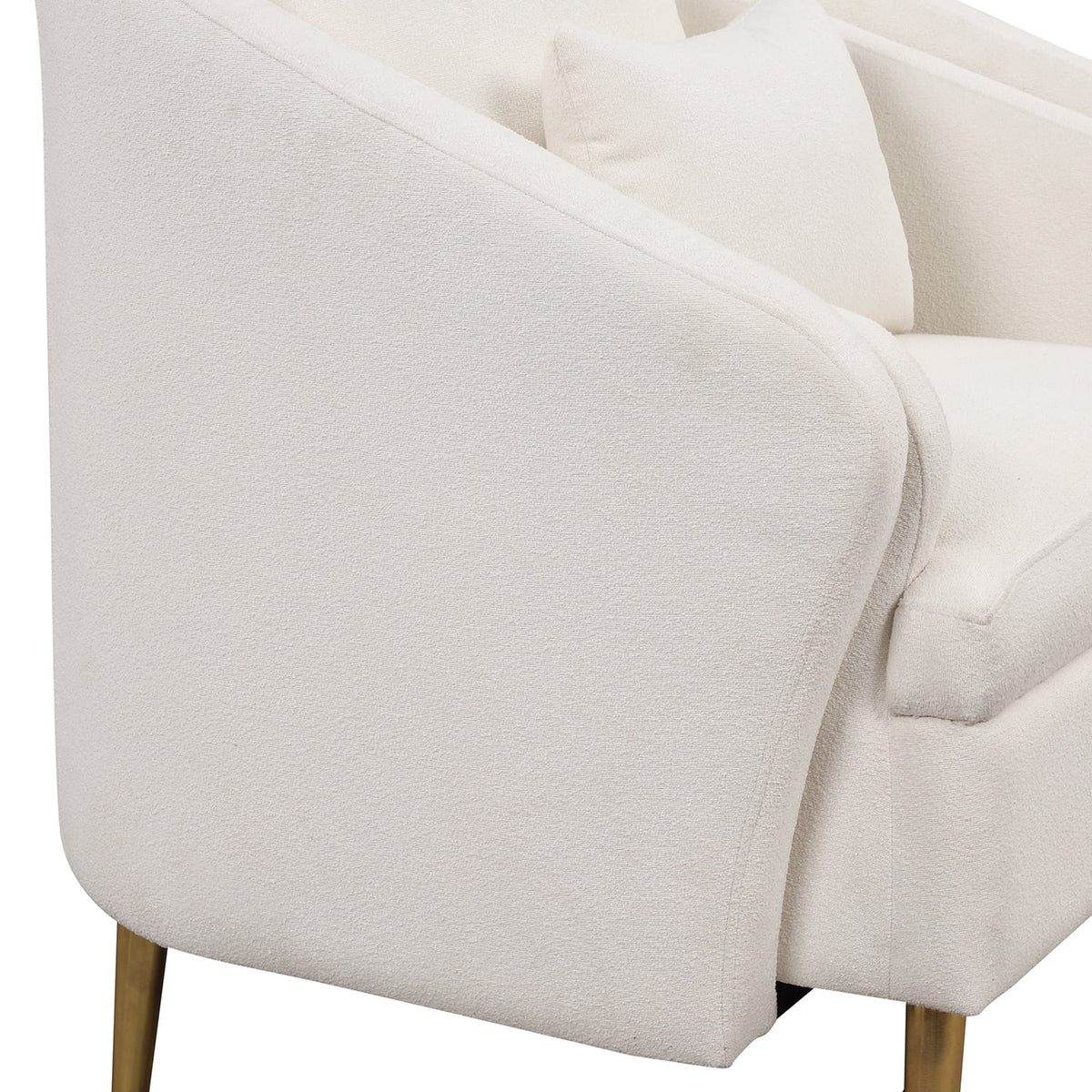 White Velvet Barrel Accent Chair with Pillow B41429