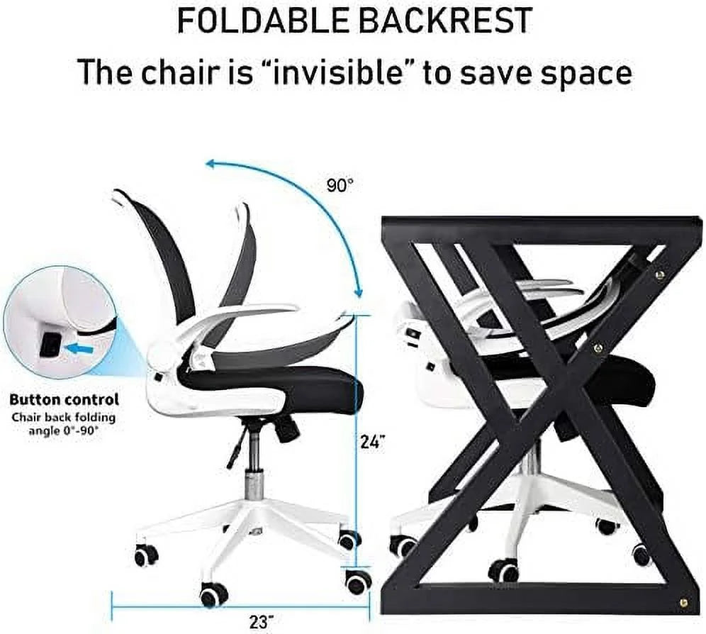 Home Office Desk and Chair Set Breathable Mesh Computer Chair Glass Top Computer Desk Metal Frame D5938