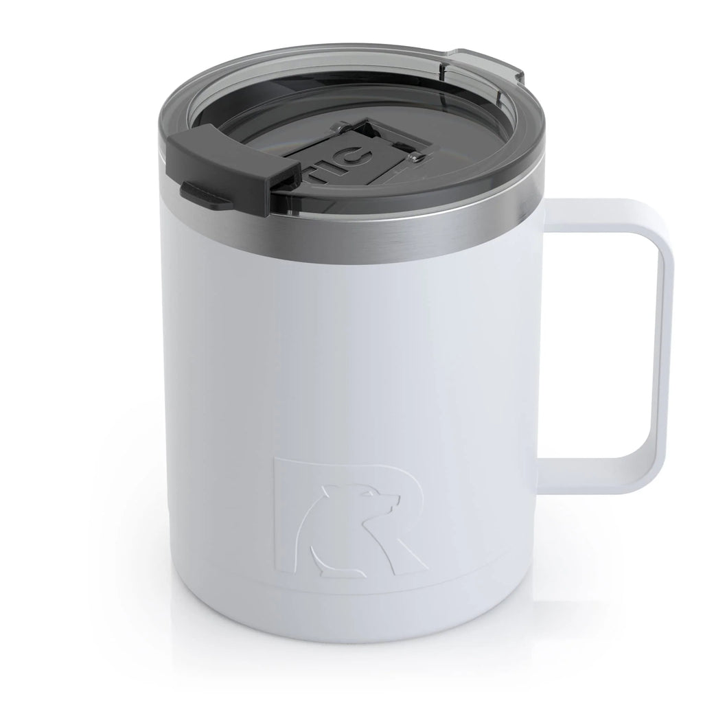 White 12oz Stainless Steel Insulated Coffee Mug with Handle and Lid G59512