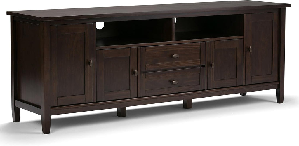 72 inch Wide Rustic Natural Aged Brown Solid Wood TV Media Stand R61838