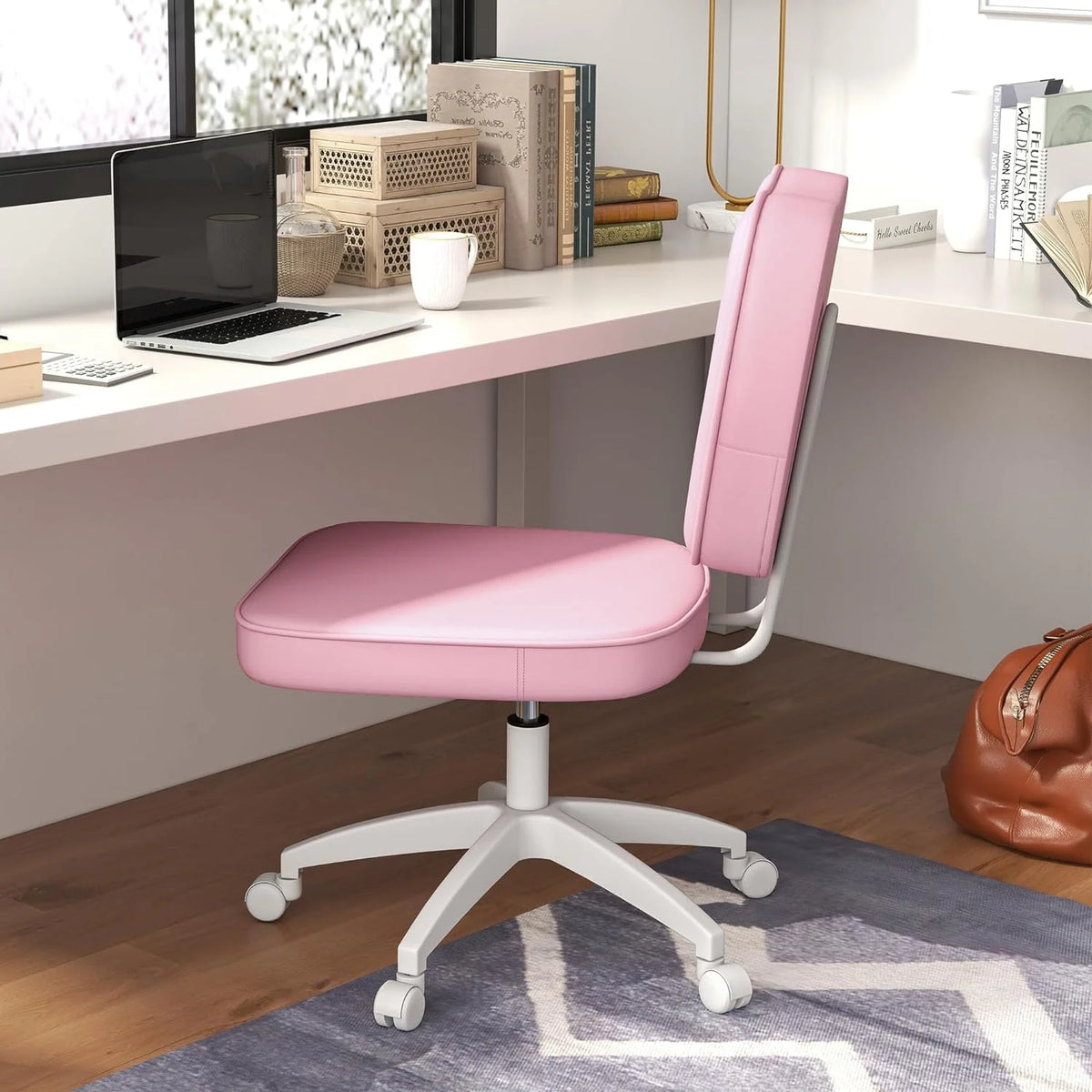 Armless PU Leather Office Chair with Adjustable Height G285