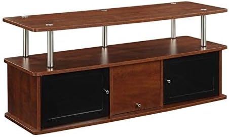 47 TV Stand Entertainment Console with 3 Storage Cabinets in Black and Stainless Steel F108265