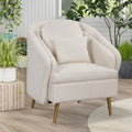 White Velvet Barrel Accent Chair with Pillow B41429