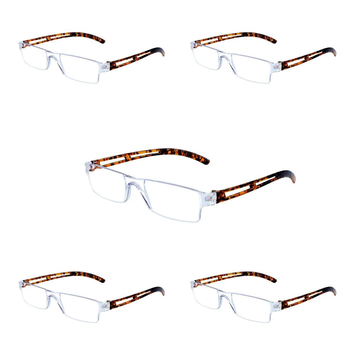 5 Pairs Blue Light Blocking Square Reading Glasses, +4.00 Magnification R90414