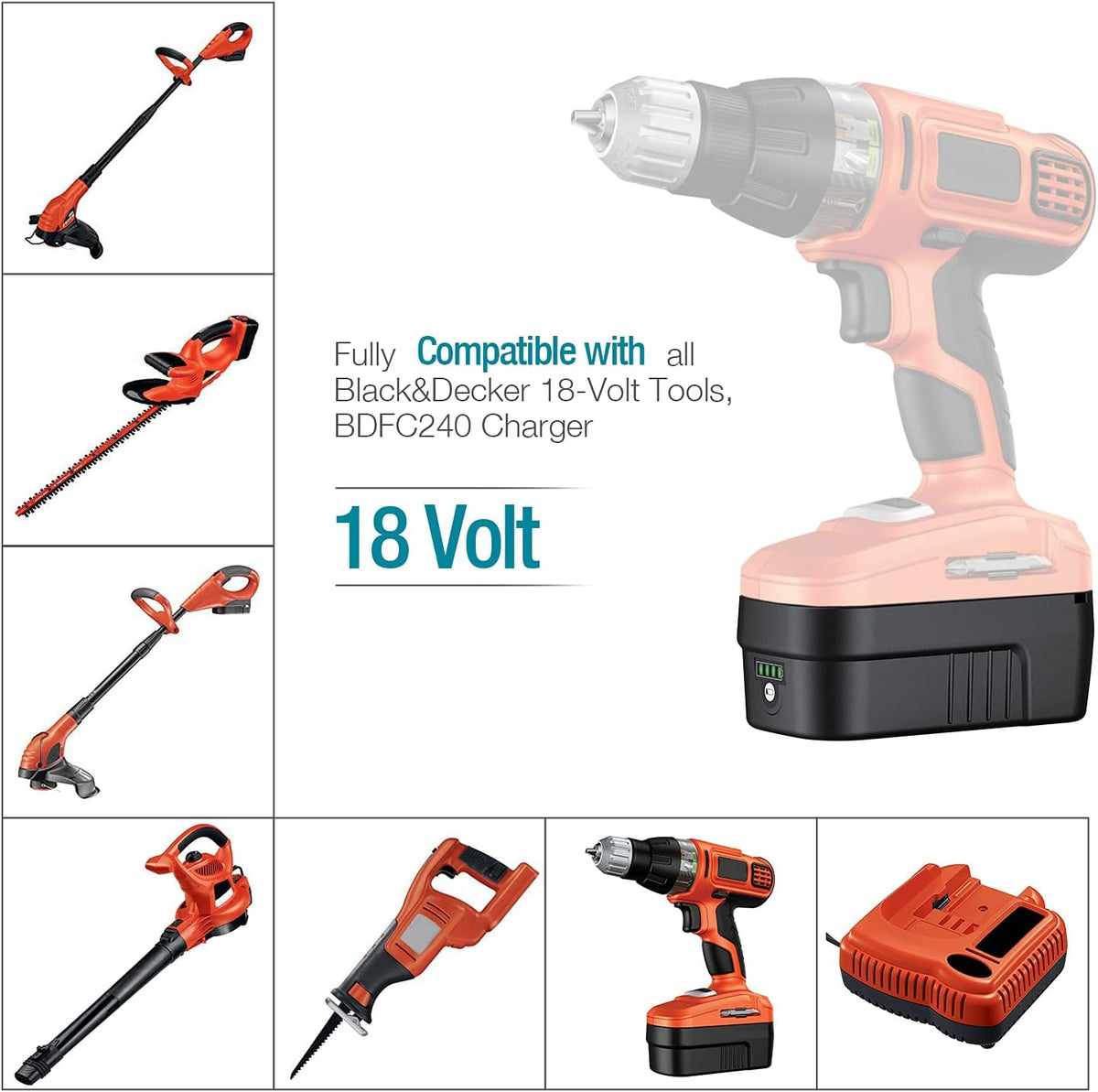 2 Pack 6.0Ah Lithium-Ion Replacement Battery for 18V Cordless Power Tools M54669