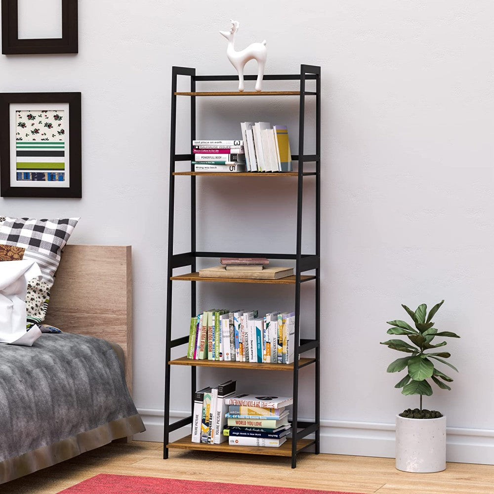 5 Tier Bamboo Ladder Shelf Storage Rack Bookcase Brown R651