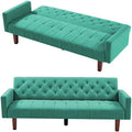 Beige Linen Upholstered Convertible Futon Sofa Bed 74" Tufted 3 Seater E39790