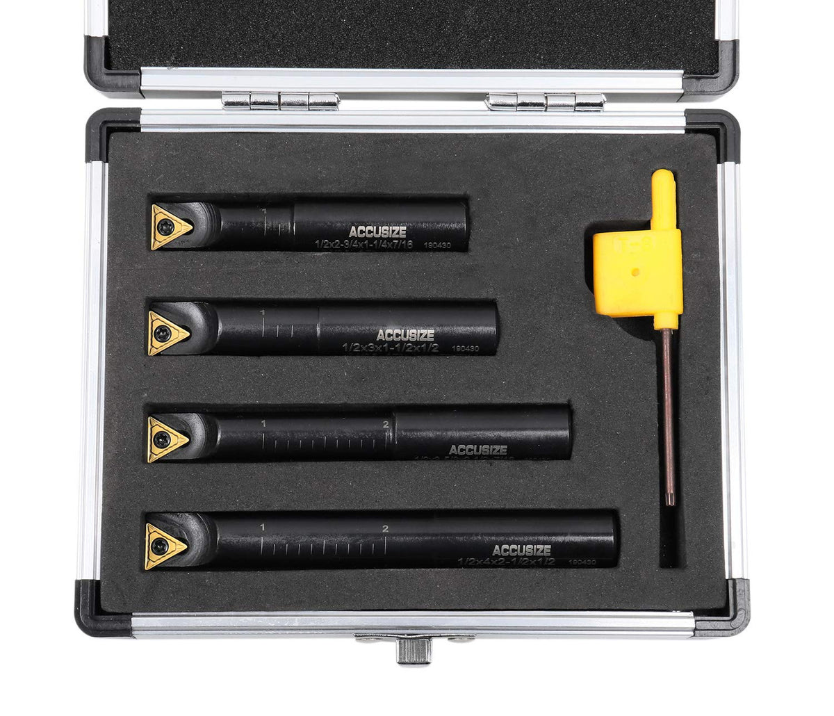 4 Pc 1/2'' Round Shank Indexable Boring Bar Set with Carbide Inserts D79409