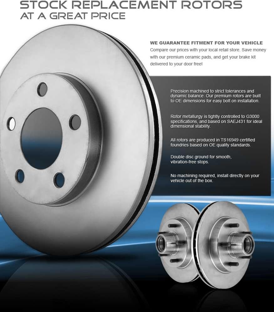 294mm Front + 302mm Rear 5 Lug Rotors + Ceramic Brake Pads + Hardware R50647