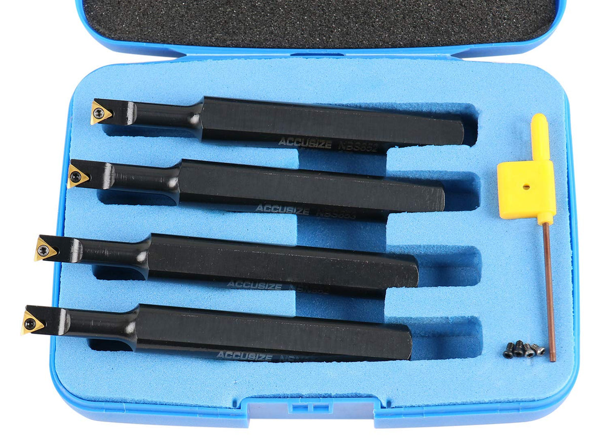 4 Pc 1/2'' Round Shank Indexable Boring Bar Set with Carbide Inserts D79409