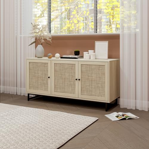 Rattan Sideboard Cabinet with 3 Doors & Metal Legs K671970