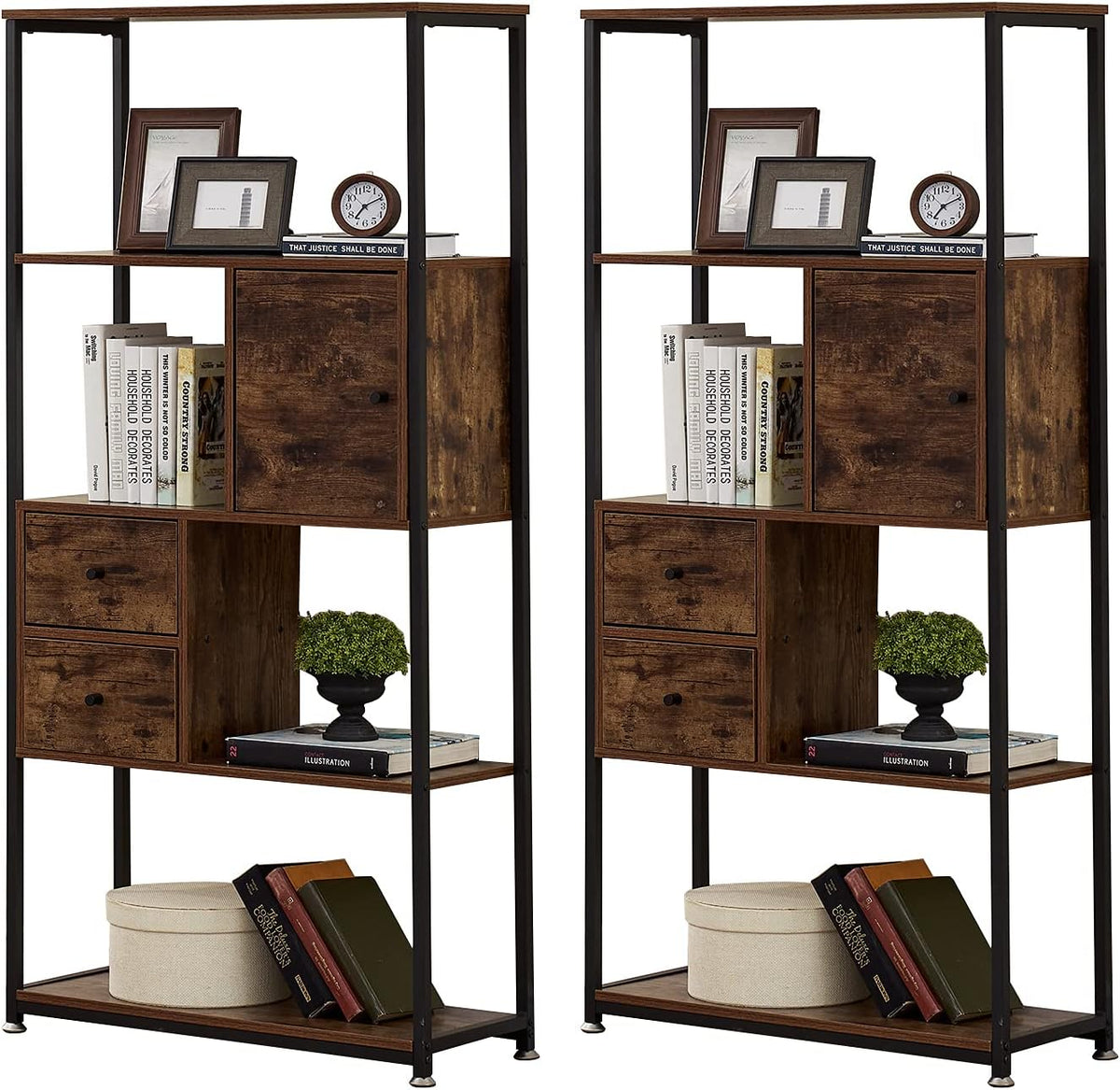5 Shelf Folding Bookcase with Metal Frame X837934