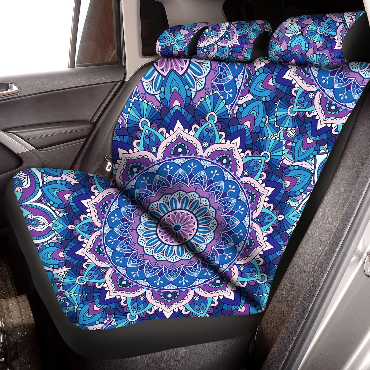 13 Pieces Purple Mandala Lotus Car Accessories Set A87860