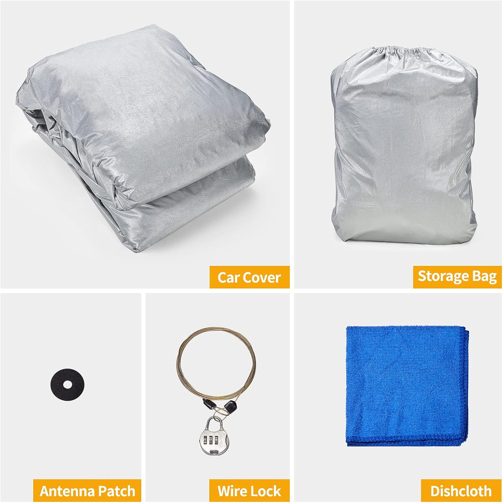 Waterproof Car Cover with Driver Door Zipper Lock Cable F66972