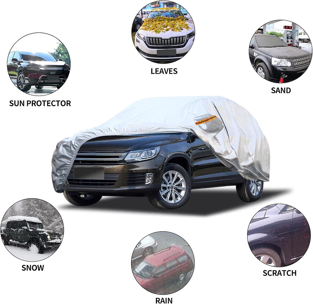 Waterproof Car Cover with Driver Door Zipper Lock Cable F66972
