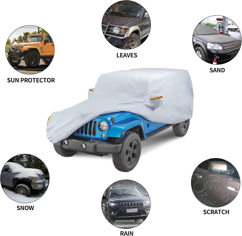 Waterproof Car Cover with Driver Door Zipper Lock Cable F66972