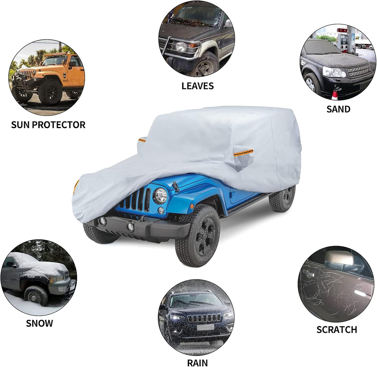Waterproof Car Cover with Driver Door Zipper Lock Cable F66972