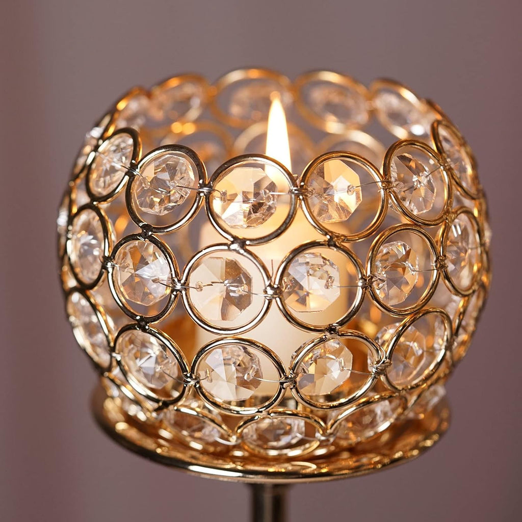 39.5 Gold Crystal Beaded 13 Arm Candelabra Candle Holder F561932