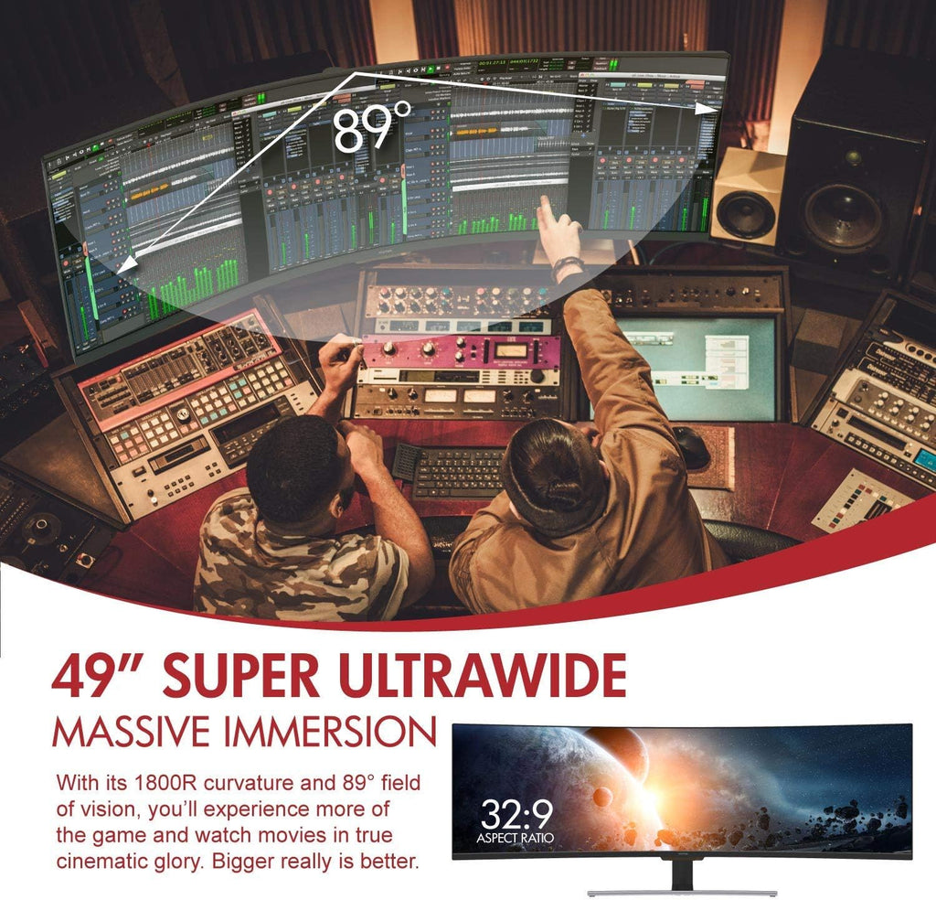49-Inch Super Ultrawide 32:9 Curved Monitor, 144Hz HDR 3840x1080p Q774